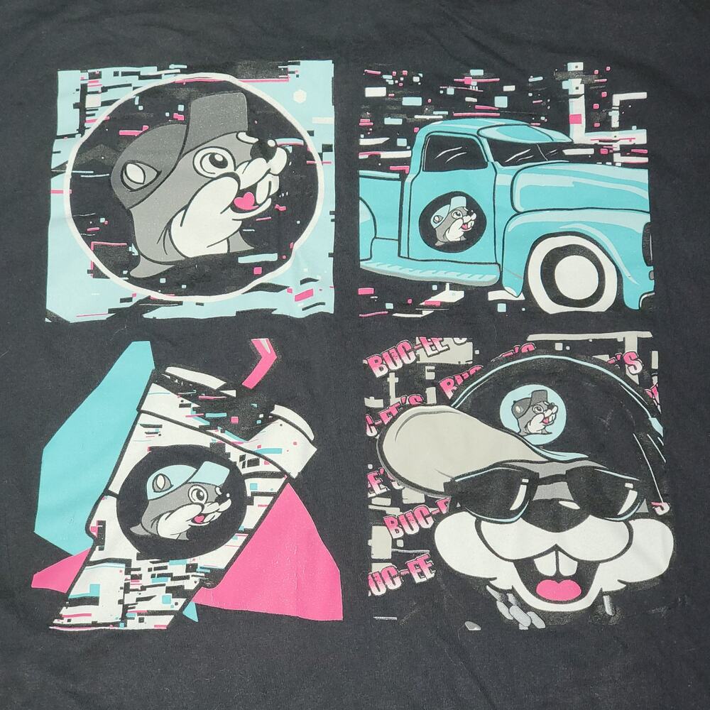 Buc-ee's LS Black Unisex Tee Retro 4 Squares - Size Large